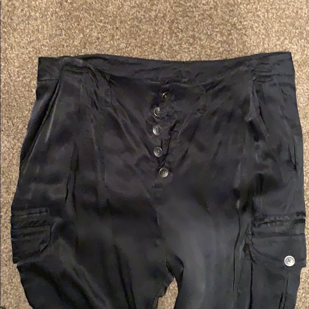 Free people black silky pants size 12